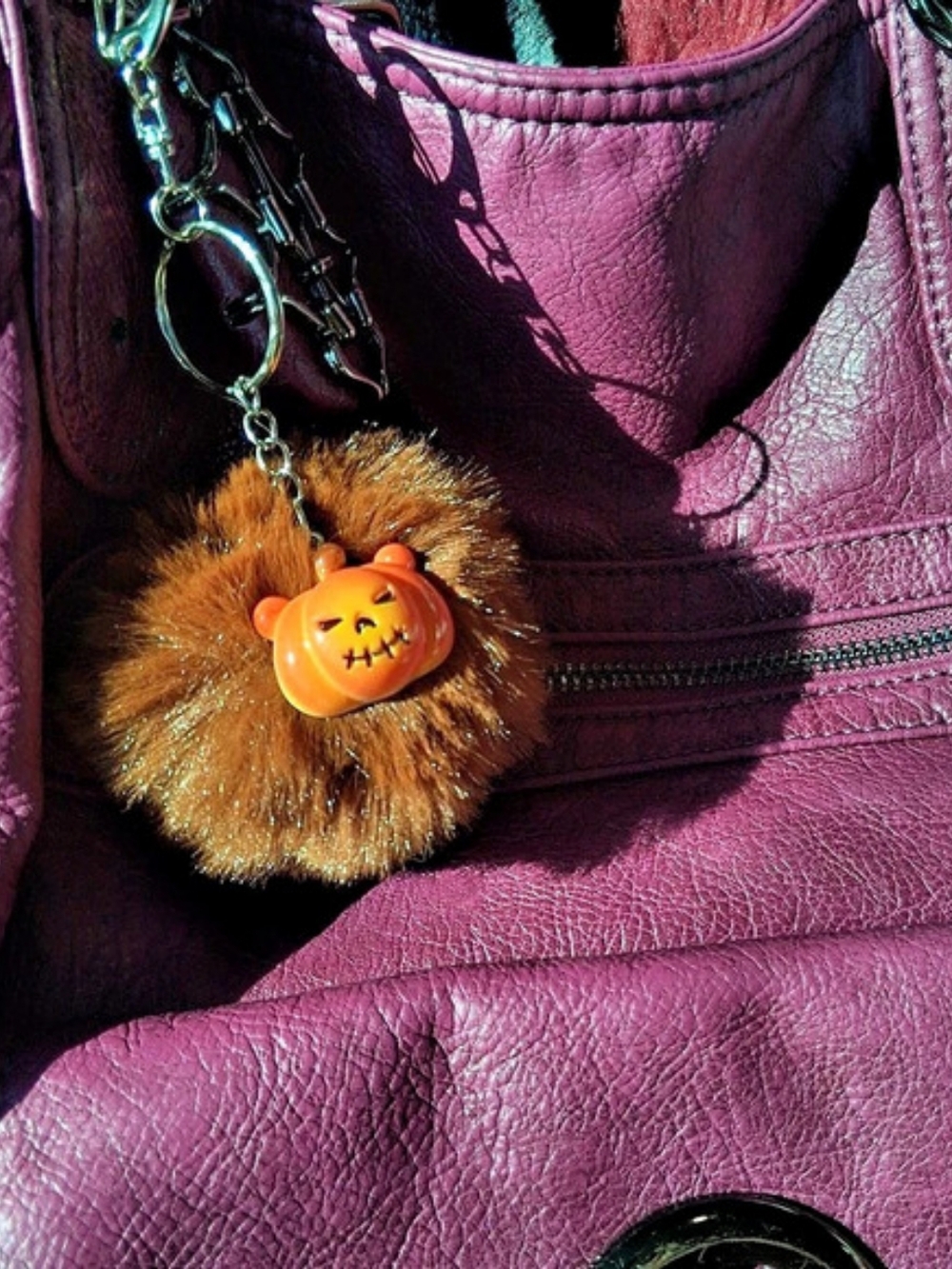 Brown Pumpkin Teddy Bear Keychain Halloween